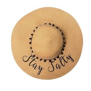 Marcus Adler "Stay Salty" Floppy Straw Wide Brim Sun Hat One Size Spot Clean